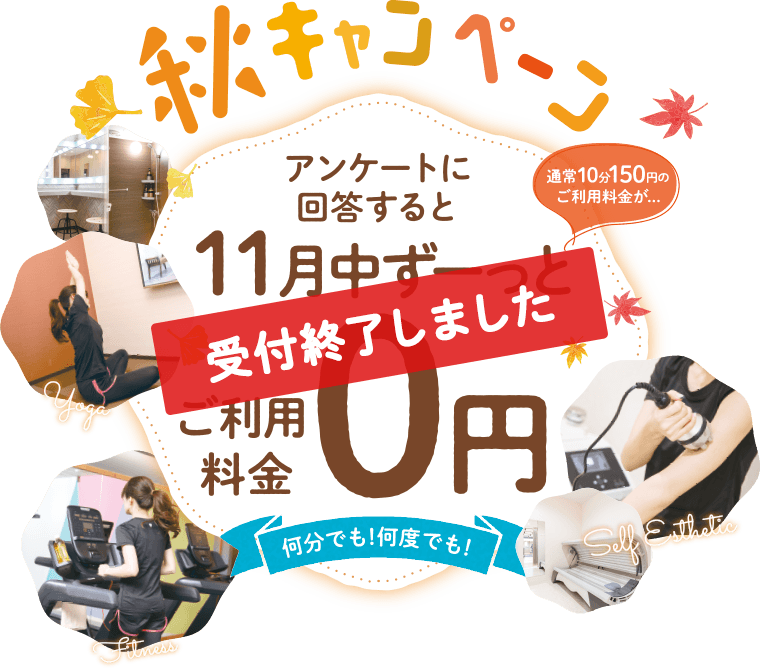 ［受付終了しました］秋キャンペーン,アンケートに回答すると11月中のご利用料金がずーっと0円